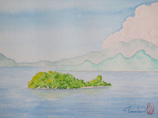 「ひょうたん島」透明水彩