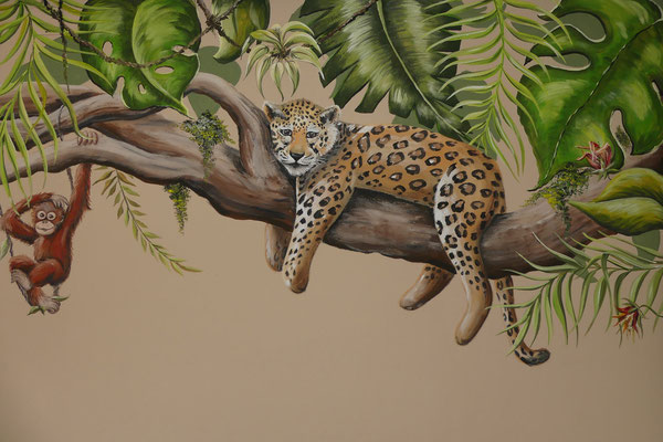 Stoere jungle muurschildering 