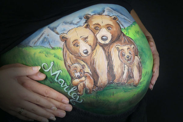 Cartoon beren in deze bellypaint