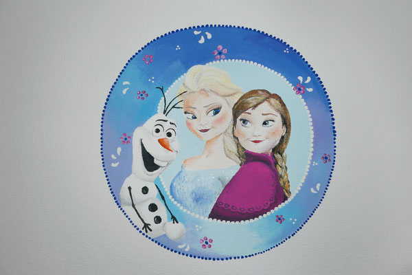 Elsa als muurschildering voor op meisjeskamer