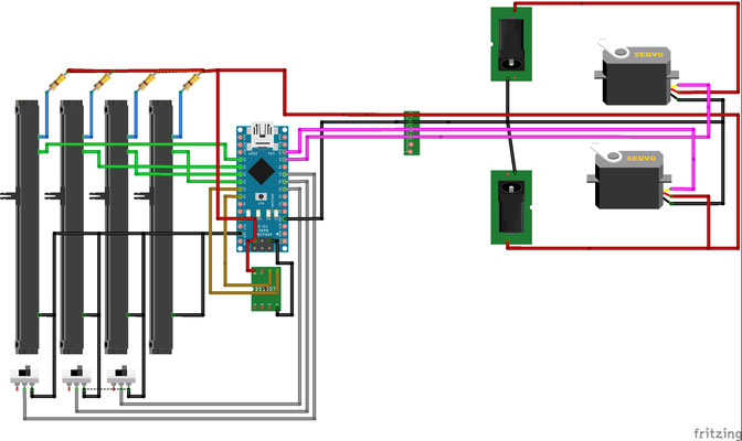 Schéma distributeur automatique - Arduino Nano RTC HZ 8563 - Servo moteur