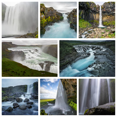Skogafoss, Svartifoss, Gulfoss, Bruarfoss, Oxarafoss
