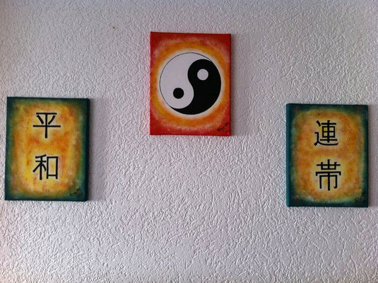Yin Yang - 3-teilig gemalt auf Leinwand mit Acryl (Verkauft)