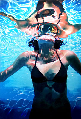 Underwater swimmer, Acryl auf Leinwand, 135 x 90 cm