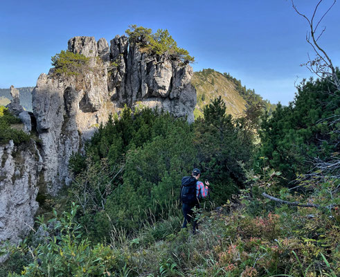 Abstieg in den Sattel zwischen Spitzstein und Brandelberg