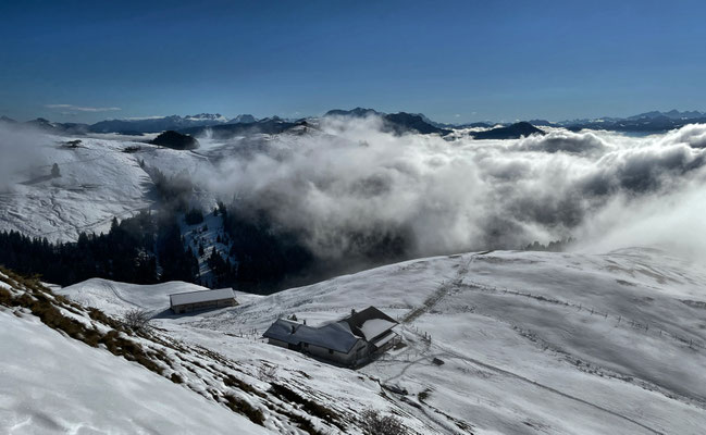 Blick zurück auf die Wandbergalm