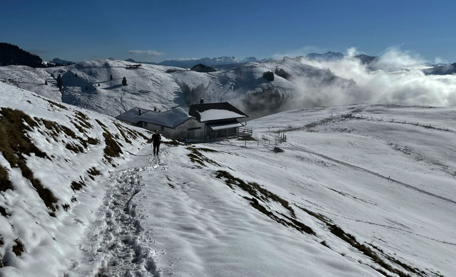 Blick zurück auf die Wandbergalm