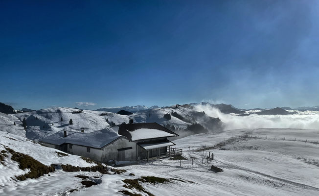 Blick zurück auf die Wandbergalm