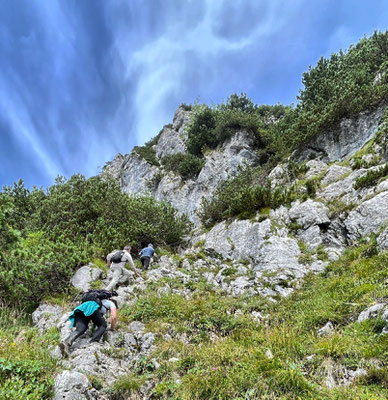 Seilversicherter Abschnitt zur Hochplattenscharte