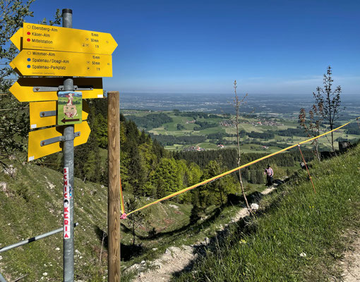 Abzweigung zur Ebersberger Alm nach dem Aufstieg vom Moserboden