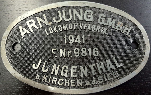 Fabrikschild 1941 von Lok 50 1593