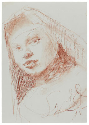 Ernie Luley Superstar, Schwester Bernadette, Sanguine on paper, 29 x 21 cm