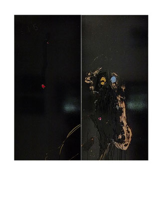 “Große Nacht im Eimer Nr.3“, je 120x50cm, Öl / Bitumen auf LW, 2015