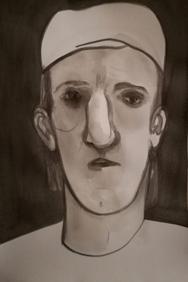 "so many me in me", 27 Teile je. 78x53cm, Chinatusche, Buntstifte, auf Bütten (Handgeschöpft) 2020