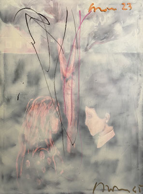MunchSturm(Part2/reloaded) 80 x 60 cm, Malbutter und Öl auf Inkjet-Leinwand, 2023-2025
