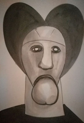 "so many me in me", 27 Teile je. 78x53cm, Chinatusche, Buntstifte, auf Bütten (Handgeschöpft) 2020