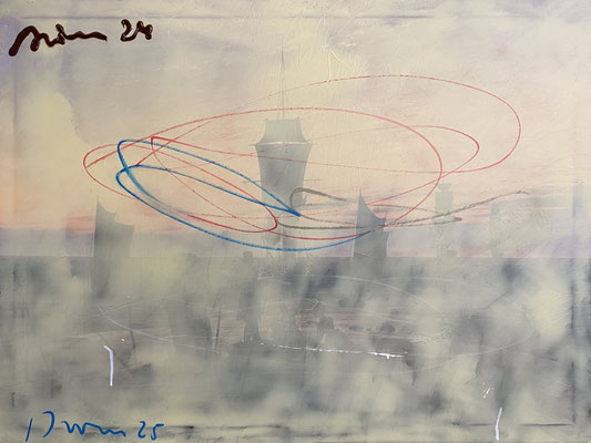 C.D.FriedrichSturm(Part2/reloaded) 80 x 60 cm, Malbutter und Öl auf Inkjet-Leinwand, 2024-2025