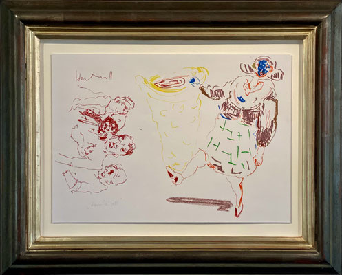  "Familienfalle“, 59 x 42 cm, Ölkreide auf Bütten, 2011 (gerahmt) 