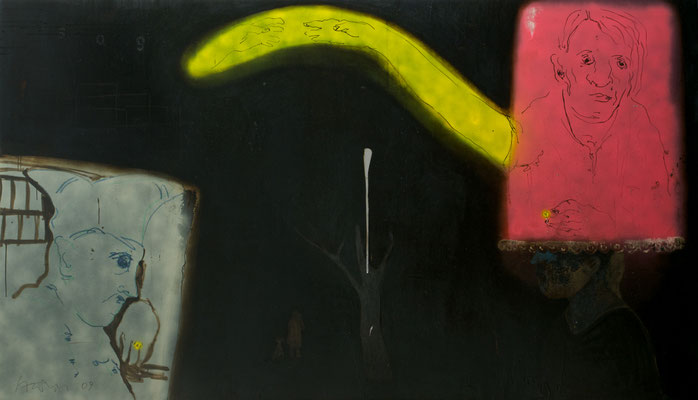 „Aufbrecher“, 280x160cm, Mischtechnik auf LW, 2009