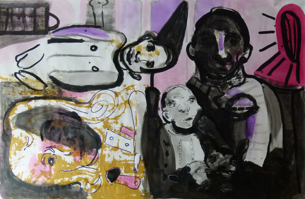 "Drama des (un-)begabten Kindes", 290 x 190 cm, Mischtechnik auf Leinwand, 2013