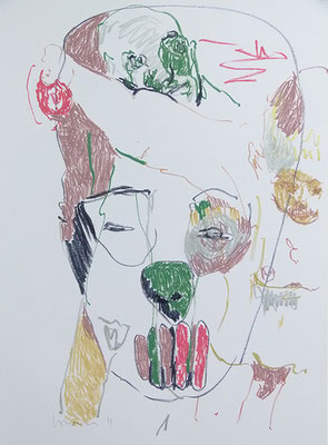 "Voodoo", Papierarbeit, 59,5 x 42 cm, Ölkreide auf Bütten, 2011  (Privatsammlung Deutschland/Berlin)