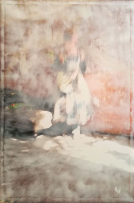  "Flamenco2", 100x80cm, Strukturpaste/Malbutter auf Ink-jet Leinwand, 2018