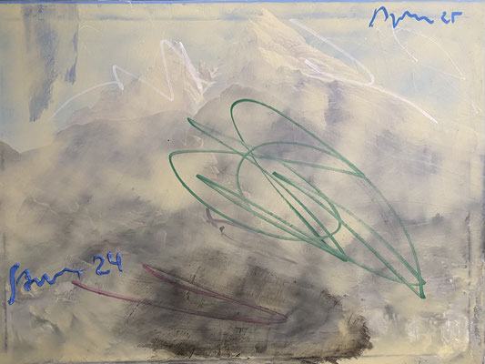 C.D.FriedrichSturm(Part2/reloaded) 80 x 60 cm, Malbutter und Öl auf Inkjet-Leinwand, 2024-2025