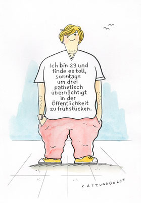 Originalzeichnung "Pathetisch übernächtigt"