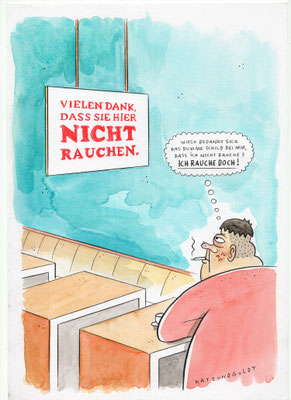 Originalzeichnung "Dummes Schild"