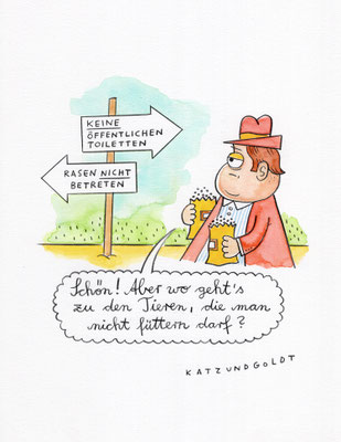 Originalzeichnung "Nicht füttern"