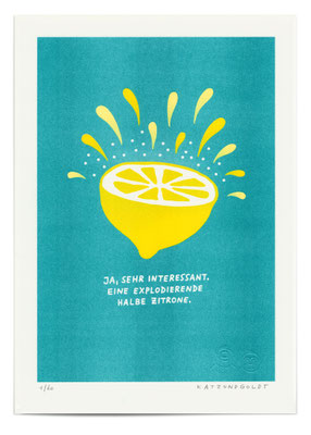 Risographie "Explodierende Zitrone" (A4, signiert)