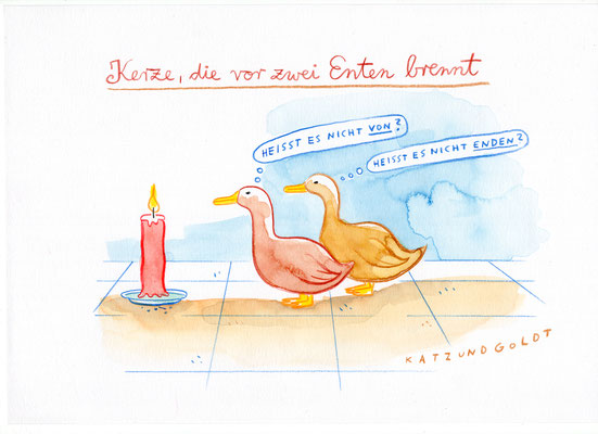 Originalzeichnung "Kerze, die vor zwei Enten brennt"