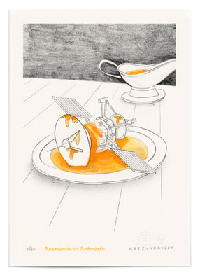 Risographie "Raumsonde in Rahmsoße"