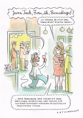 Originalzeichnung "Junn Tach, Frau, äh, Frau Bumsdings!"