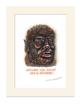 Originalzeichnung "Der ganze Saal scheint sich zu räuspern"