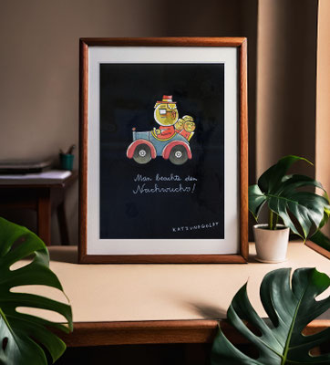 Im Raum: Originalzeichnung "Man beachte den Nachwuchs!"