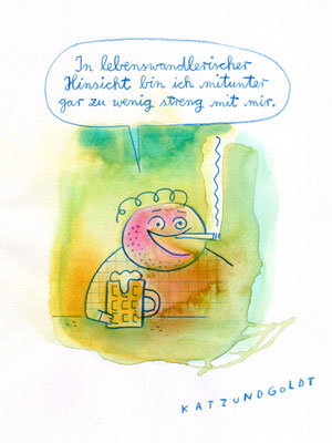 Originalzeichnung "Mitunter gar zu wenig streng"