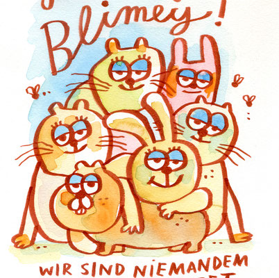 Originalzeichnung "Hullo! Gosh! Blimey! Wir sind niemandem verpflichtet."