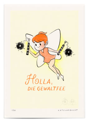 Risographie "Holla, die Gewaltfee"