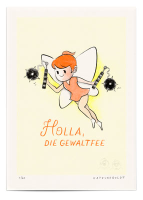 Risographie "Holla, die Gewaltfee"