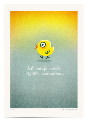 Risographie "Ich muß noch Brote schmieren"