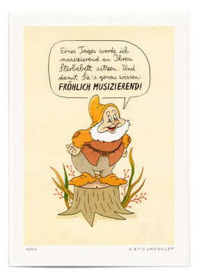 Risographie "Fröhlich musizierend"