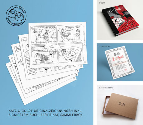Originalzeichnungen inkl. Zertifikat, Sammlerbox, Buch