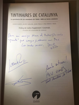 Tintinaires de catalunya (Baker, Guillem, Trulls, Vinyes i Roig) dedicado
