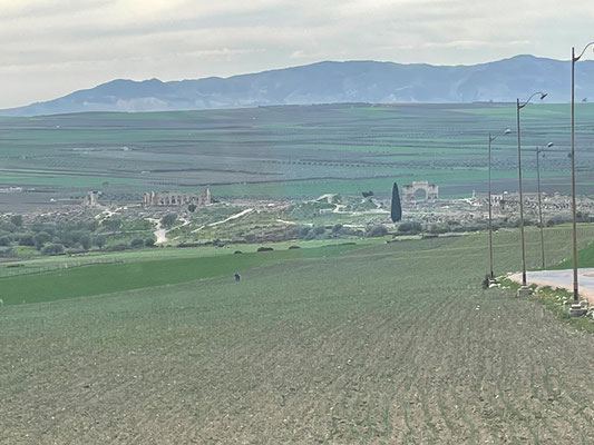 etwas neben der Strasse dir römischen Ausgrabungen von Volubilis
