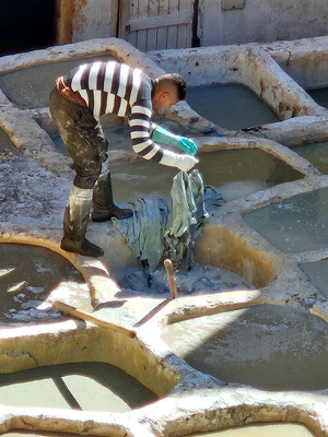 zuerst werden die Häute gewaschen