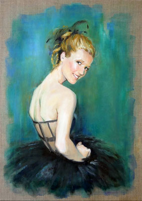 "Coqette" 70x50, Mischtechnik auf Leinwand