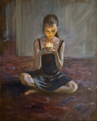 "Es werde Licht" 50x40x2, Öl auf Leinwand