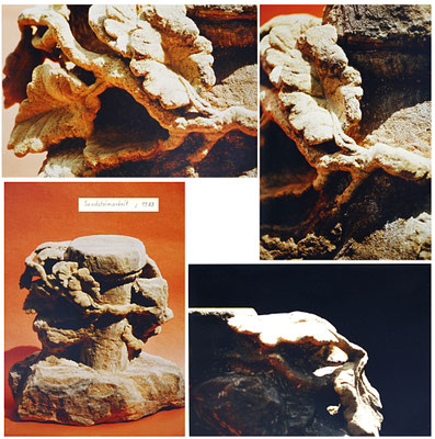 Sandsteinfindling / Ester Versuch mit brüchigem Stein - Höhe 50 cm / 1983