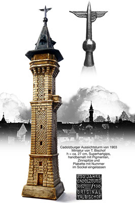 Miniatur in Super-Hartgips - Nach eigenen Fotografien u. Bauplan modellierter Turm, mit Silikon abgeform, 100er Auflage / 2007